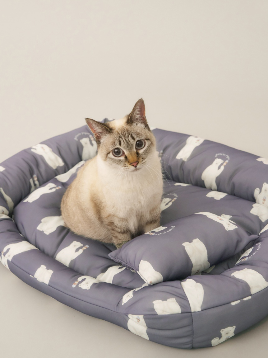 CAT&DOG】【接触冷感】シロクマ柄COOLINGベッドMサイズ(ベッド