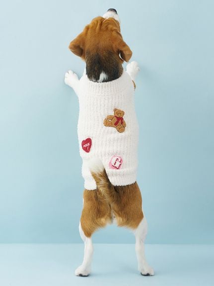 Gelato Piqueジェラピケ ジェラートピケ犬刺繍 パジャマ 水色（グレー Gelato Piqueジェラピケ ジェラートピケ犬刺繍 パジャマ 水色