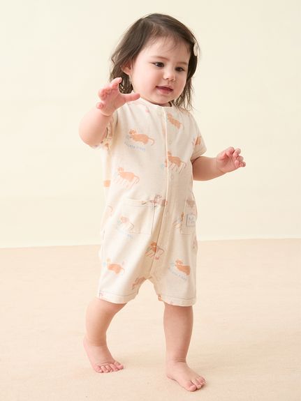 BABY】シーサイドキャット柄半袖ロンパース(ロンパース)｜ルームウェア