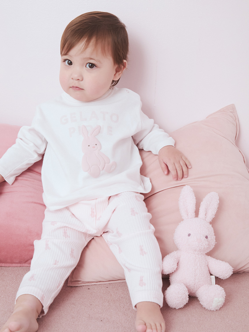 ジェラートピケ】ぬいぐるみ ロングスリーブTシャツ＆ショートパンツ