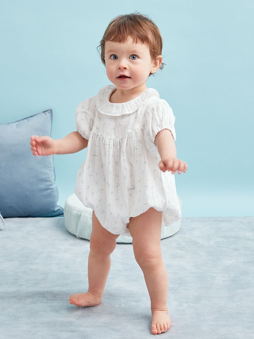 ふるさと納税 販路限定】【BABY】リトルフラワー柄ガーゼロンパース ベビー
