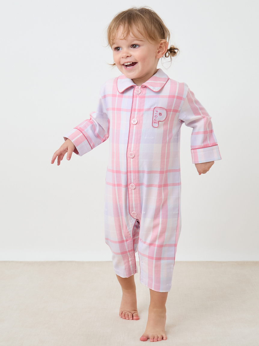 BABY】チェック柄シャツロンパース(ロンパース)｜ルームウェア