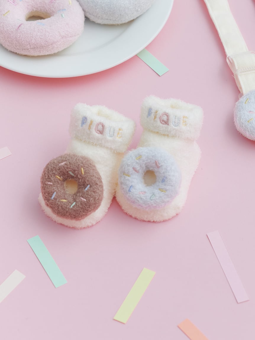 ジェラートピケ　ジェラピケ　ルームウェア　ドーナツベア　ピンク　上下セット BABY】ドーナツベア柄2wayオール(ロンパース)｜ルームウェア