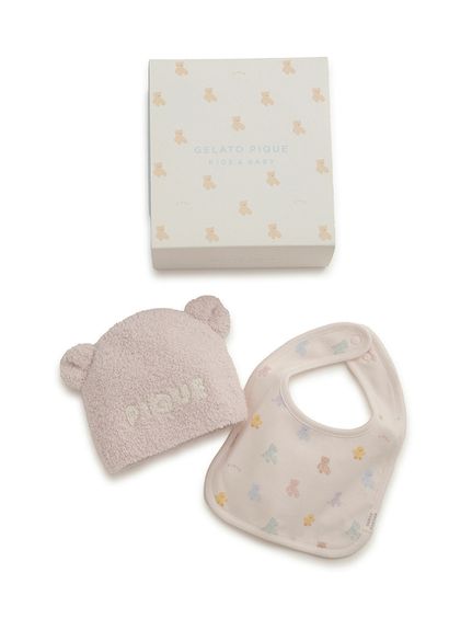 限定カラーあり】【BABY】ベアニットキャップ&スタイ2点セット