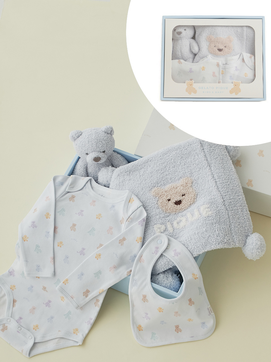 ラッピング済み】【BABY】ベアブランケット&ぬいぐるみ&ボディースーツ