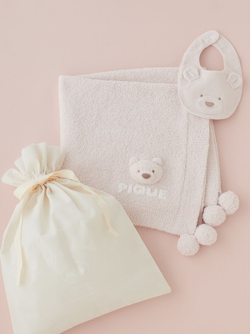 ラッピング済み】【BABY】パウダーベアブランケット＆スタイSET