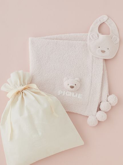 ラッピング済み】【BABY】パウダーベアブランケット＆スタイSET