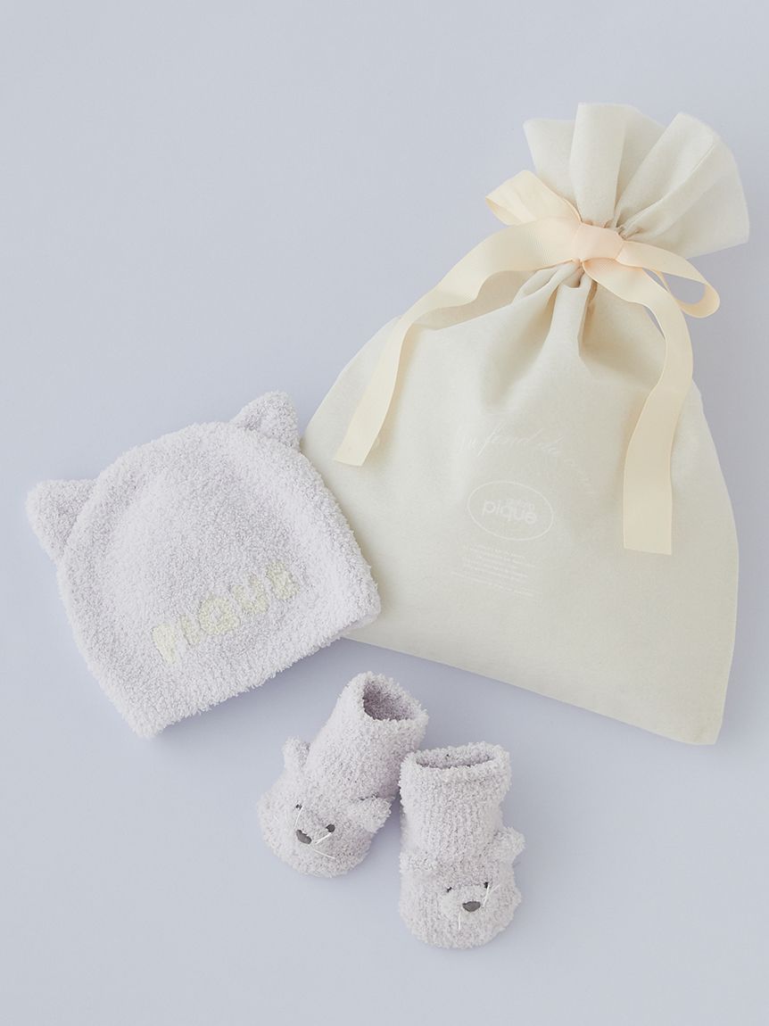 ラッピング済み】【BABY】パウダーアニマルキャップ＆ソックスSET