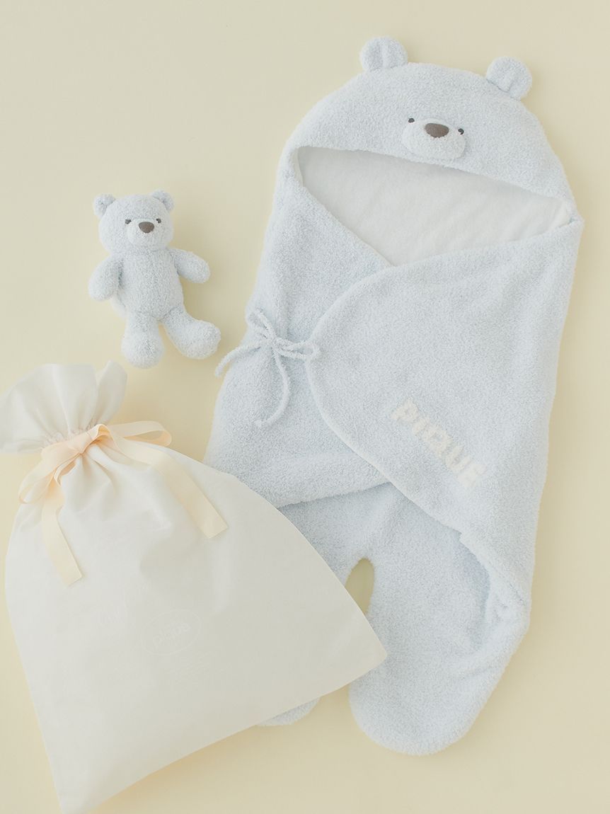 ラッピング済み】【BABY】パウダーベアおくるみ＆ぬいぐるみSET