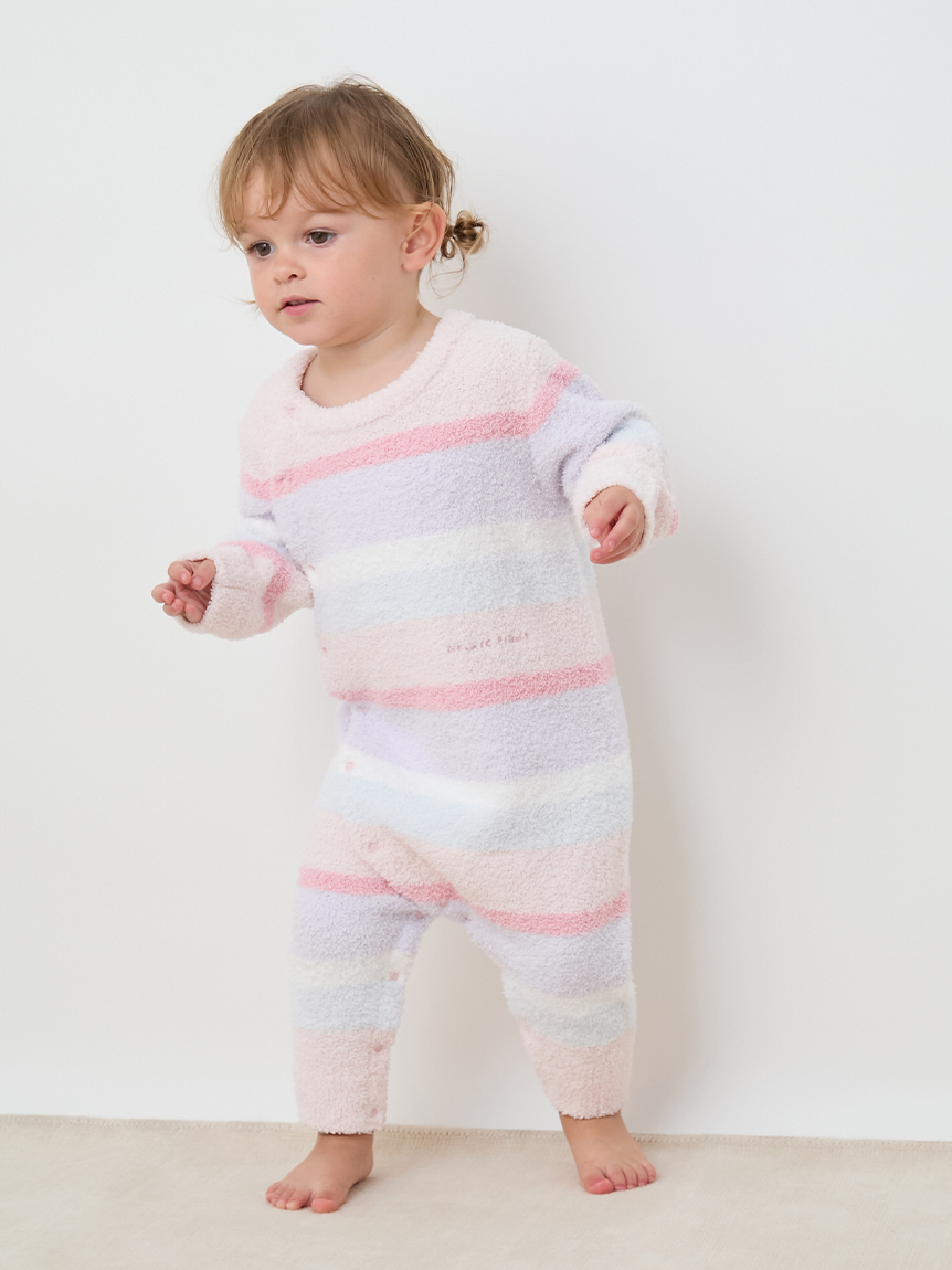 BABY】ベビモコカラフルボーダーロンパース(ロンパース)｜ルームウェア