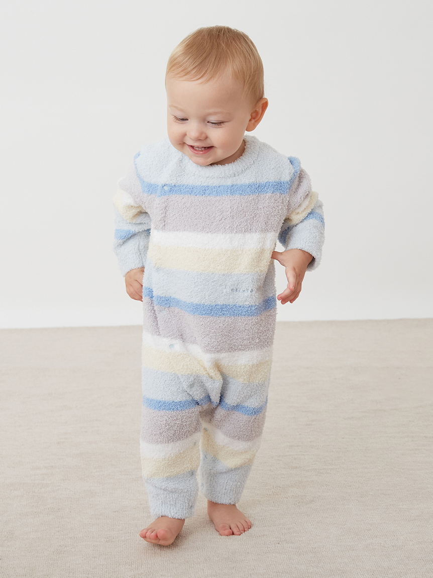 BABY】ベビモコカラフルボーダーロンパース(ロンパース)｜ルームウェア