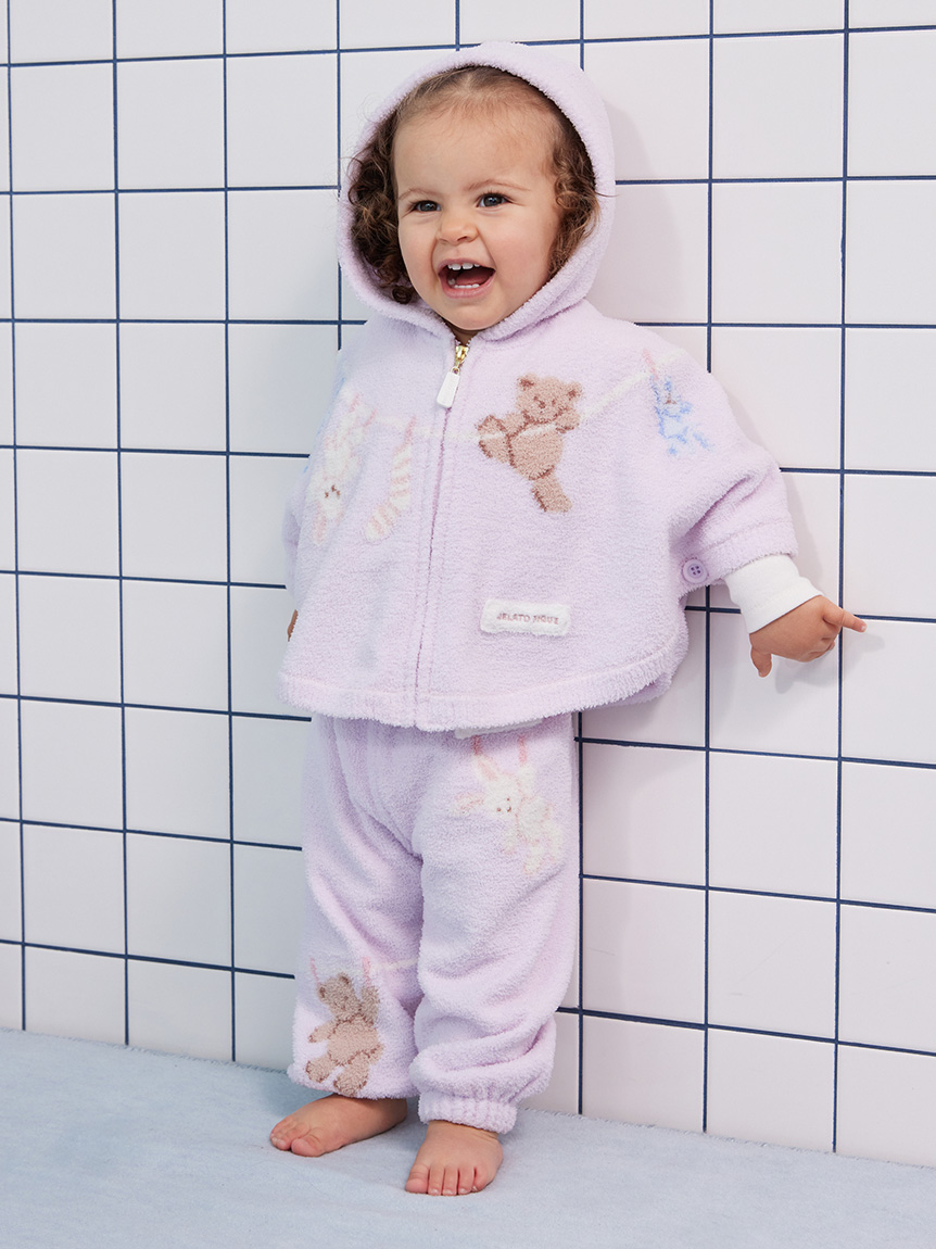 BABY】エアリーモコウォッシングアニマルジャガードロングパンツ