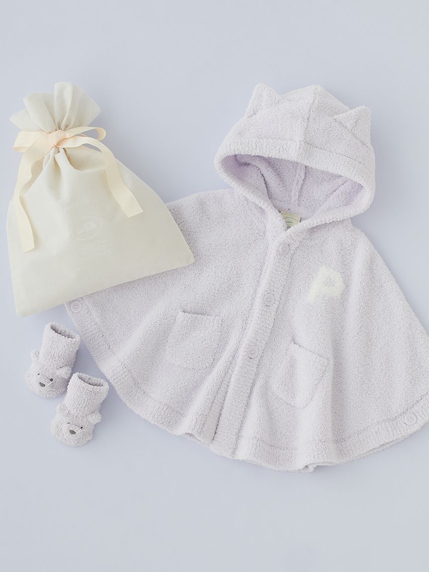 ラッピング済み】【BABY】パウダーアニマルポンチョ＆ソックスSET