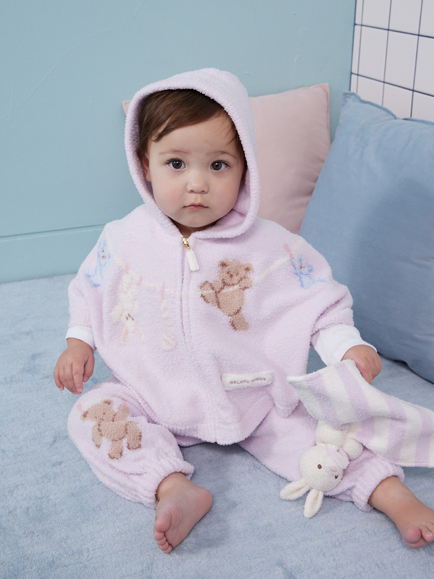 BABY】エアリーモコウォッシングアニマルジャガードポンチョ(ポンチョ