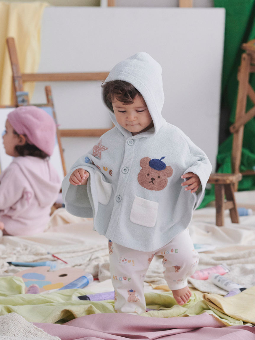 BABY】エアリーモコドローイングベアポンチョ(ポンチョ・パーカ