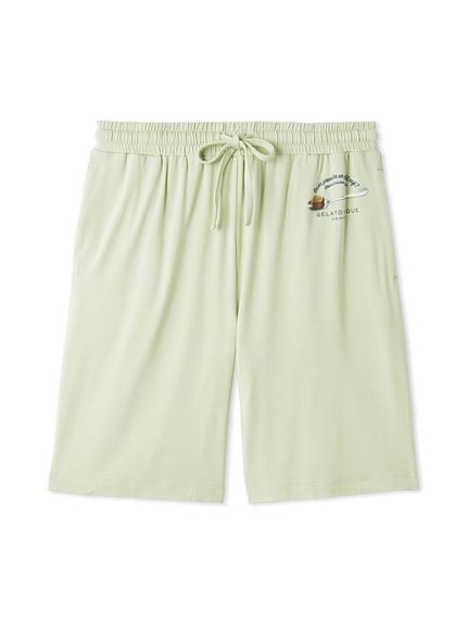 【HOMME】レーヨンカプチーノベアワンポイントハーフパンツ