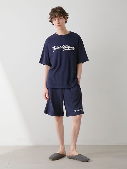 すぐ届く☆gelato pique ペアできる ルームウェア ハーフパンツ HOMME】パイルロゴ刺繍ハーフパンツ(ハーフパンツ)|ルーム