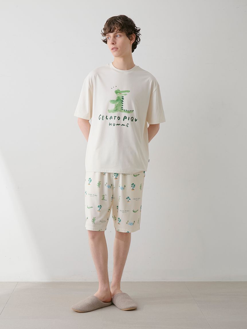 【HOMME】【接触冷感】レーヨン夏祭りプリントTシャツ&トハーフパンツセット gelato pique｜【HOMME】【接触冷感】レーヨン夏祭りプリントT