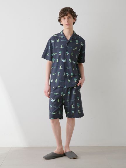 大人気!! gelato pique ワニプリント シャツ&ハーフパンツ SET HOMME】【接触冷感】ワニ柄 プリントハーフパンツ(ハーフパンツ