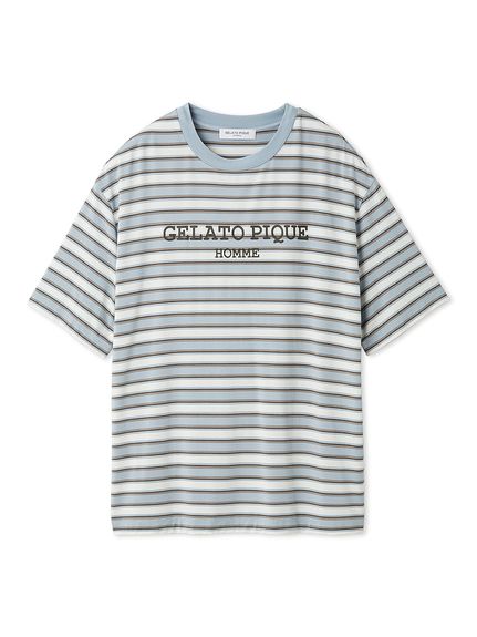 【HOMME】接触冷感レーヨンマルチボーダーTシャツ
