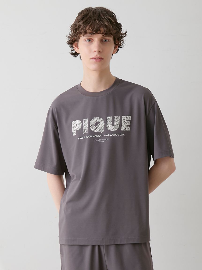 ジェラートピケ★ルームウェア バックロゴ 美品✨お値下げしました。 HOMME】【接触冷感】ファンクションピケロゴTシャツ(カットソー