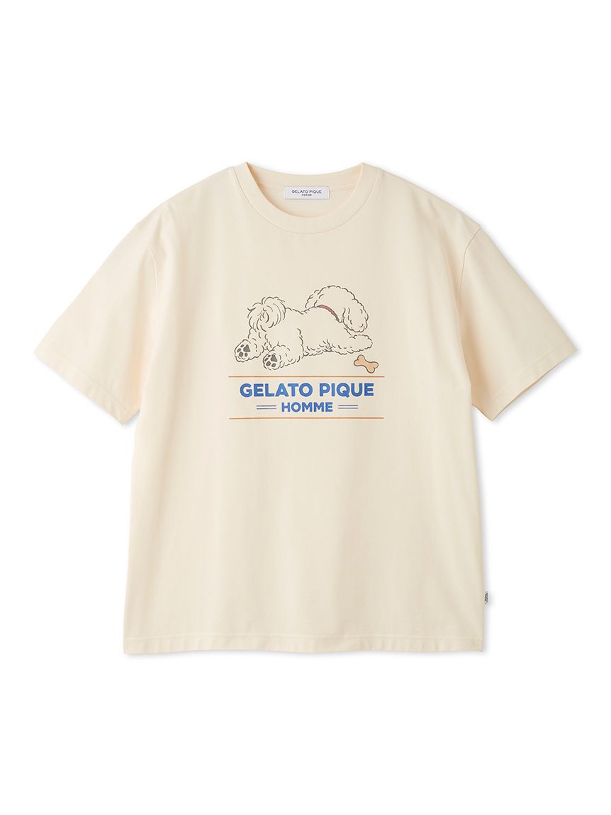 HOMME】【接触冷感】モーニングドッグプリントTシャツ(カットソー・T