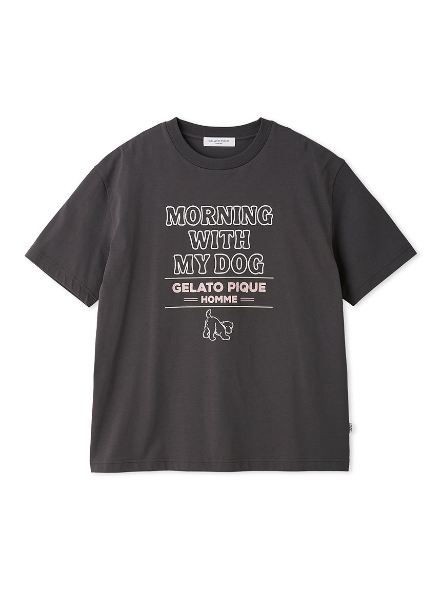 HOMME】【接触冷感】モーニングドッグプリントTシャツ(カットソー・T