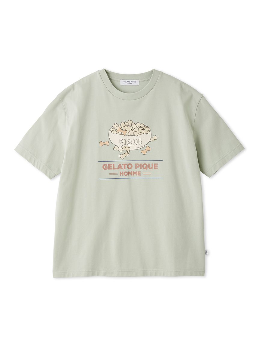 HOMME】【接触冷感】モーニングドッグプリントTシャツ(カットソー・T