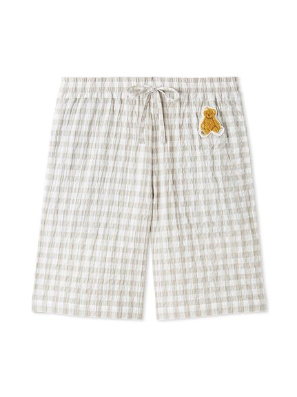 【ONLINE限定】【HOMME】ギンガムチェックハーフパンツ(GRY-M)