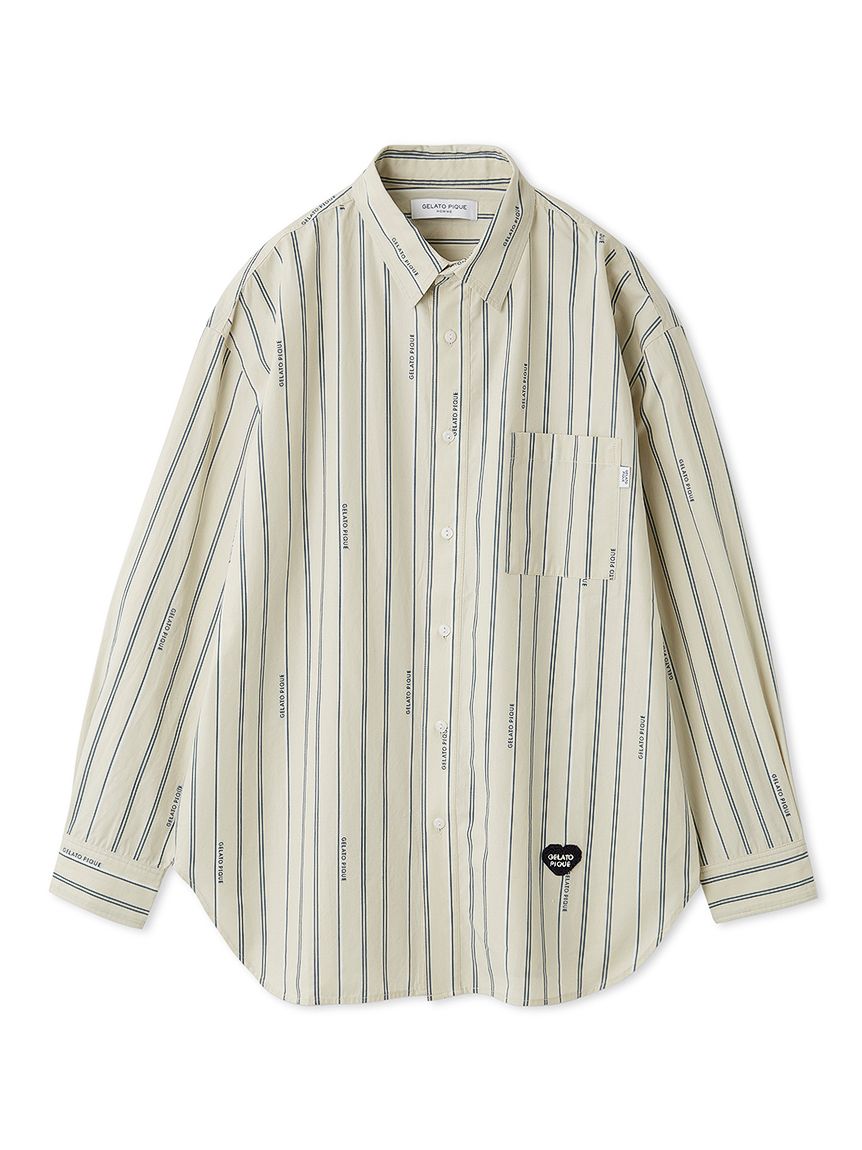 【ONLINE限定】【HOMME】ハートワッペンレギュラーカラーシャツ(STRIPE-M)