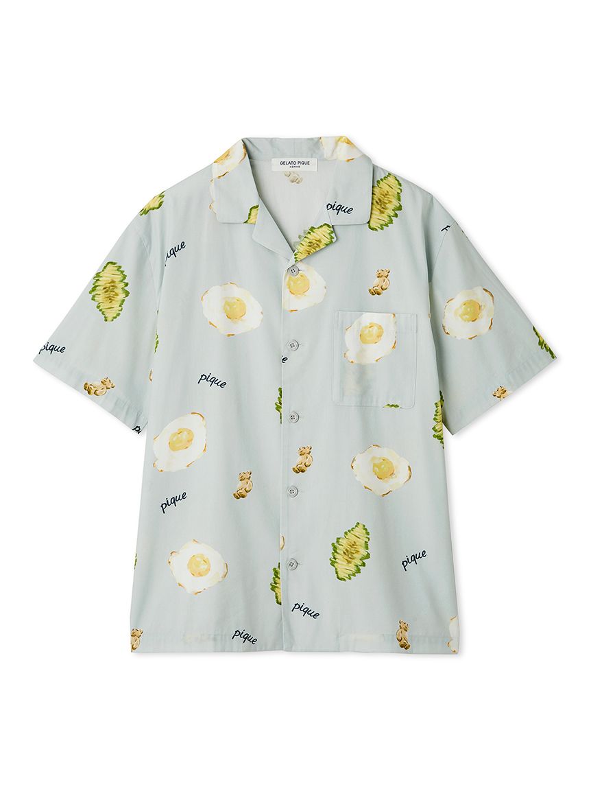 HOMME】サニーサイドエッグ総柄シャツ(シャツ)｜ルームウェア