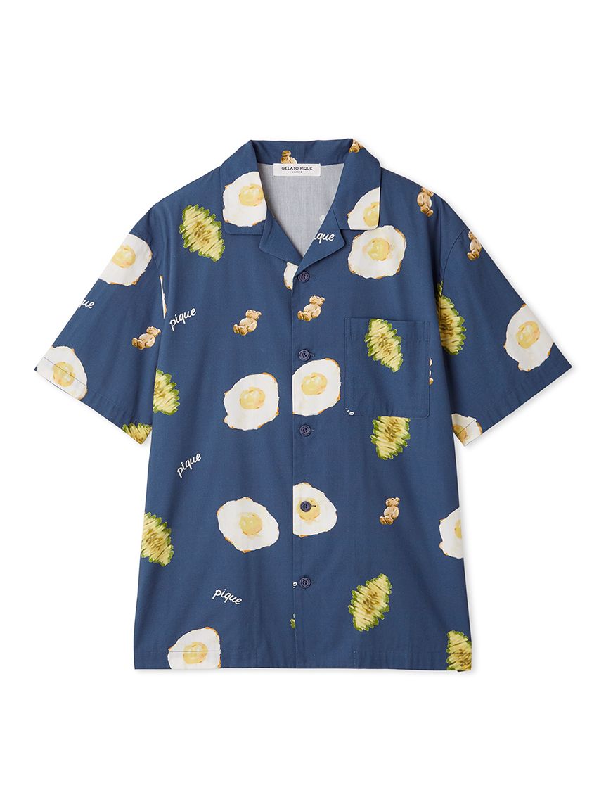 HOMME】サニーサイドエッグ総柄シャツ(シャツ)｜ルームウェア