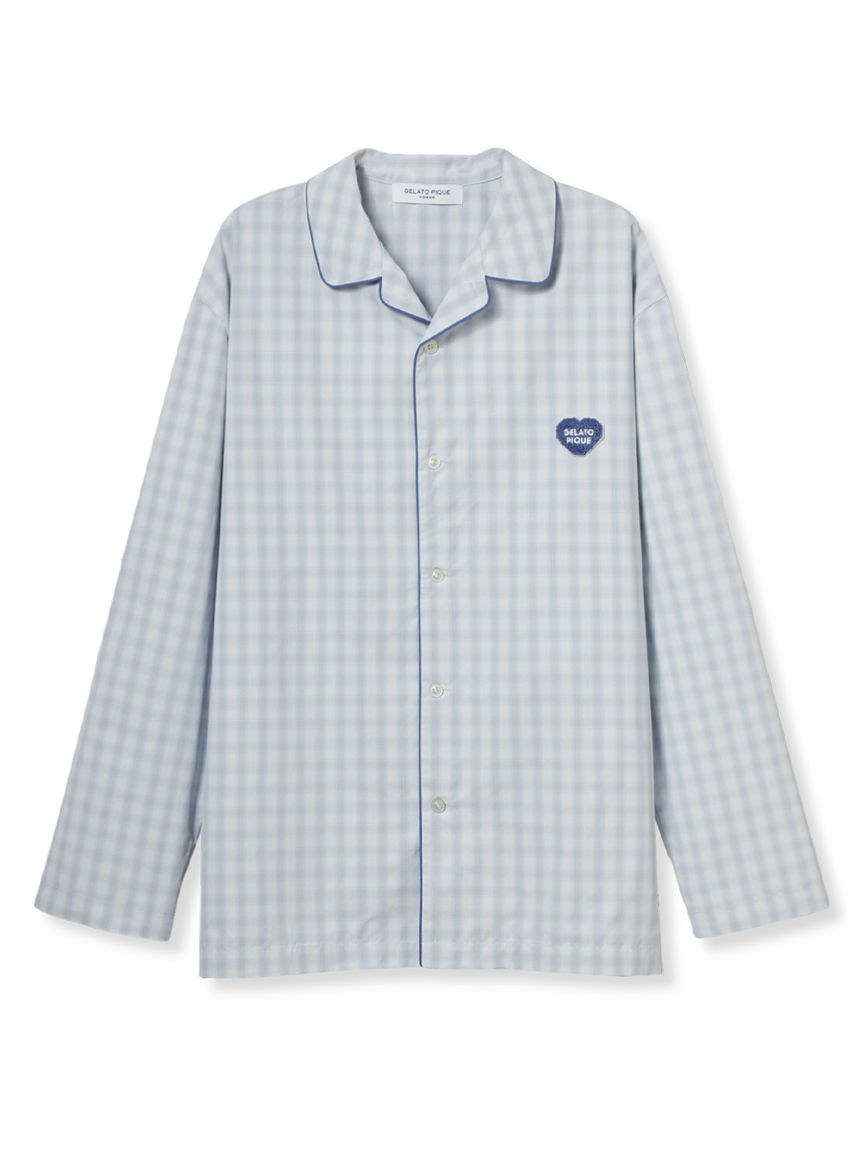 限定品　GELATO PIQUE ネイビー チェック ルームウェアセット　完売 gelato pique（ジェラートピケ）の「【HOMME】オンブレーチェック