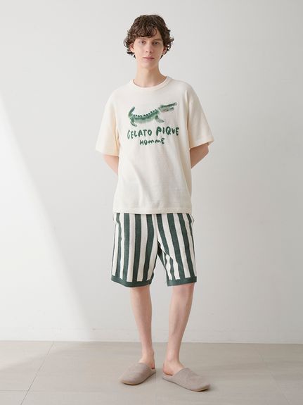 送料無料 いくらから HOMME】エアリーモコ ストライプハーフパンツ(ハーフパンツ パンツ