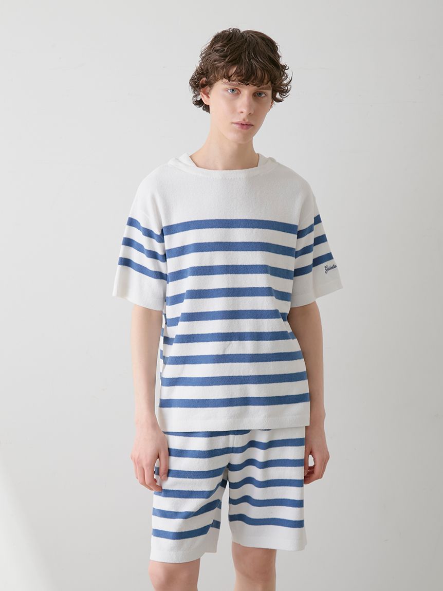 HOMME】エアリーモコマリンボーダープルオーバー(ニットプル