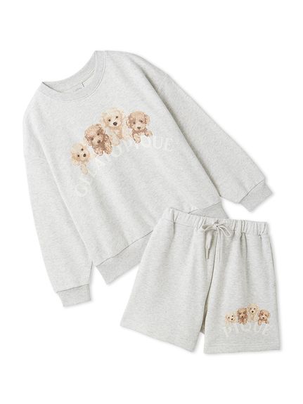 【JUNIOR】トイプードル裏毛プルオーバー＆ショートパンツセット(GRY-130)