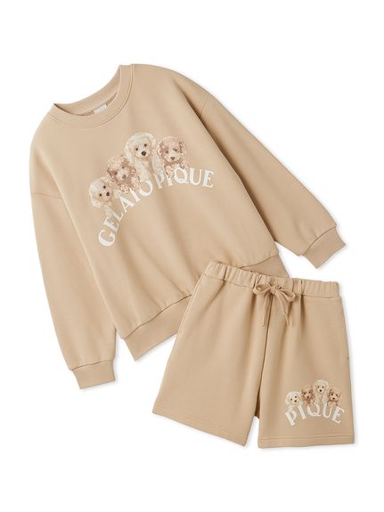 【JUNIOR】トイプードル裏毛プルオーバー＆ショートパンツセット(BEG【ONLINE限定カラー】-130)