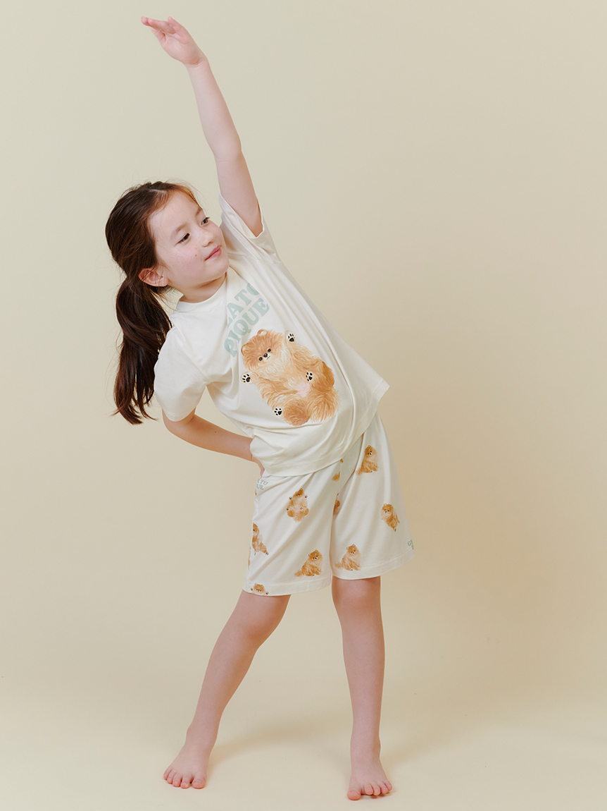 JUNIOR】ドッグTシャツ&ショートパンツセット(トップス)｜ルームウェア
