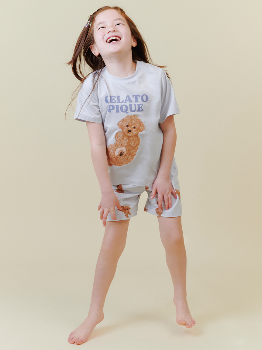 JUNIOR】ドッグTシャツ&ショートパンツセット(トップス)｜ルームウェア