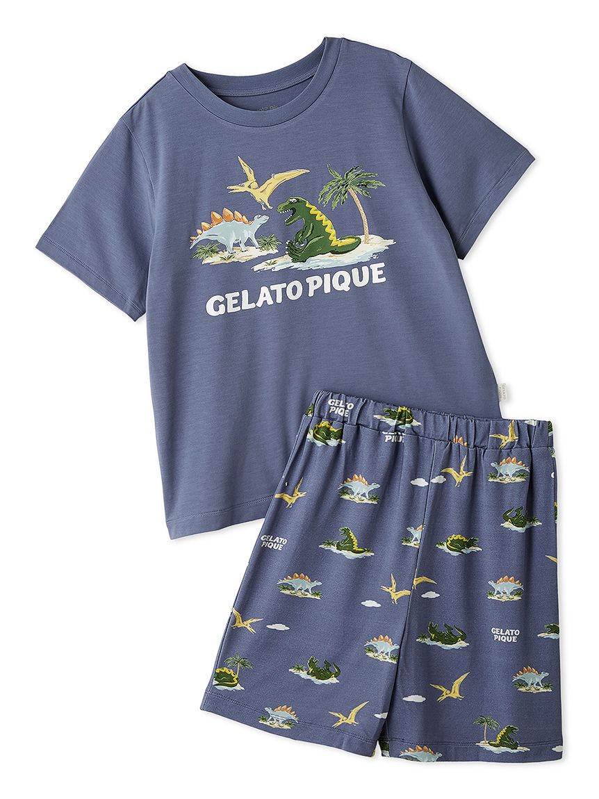 JUNIOR】【接触冷感】スリーピングダイナソーTシャツ&柄ショートパンツ