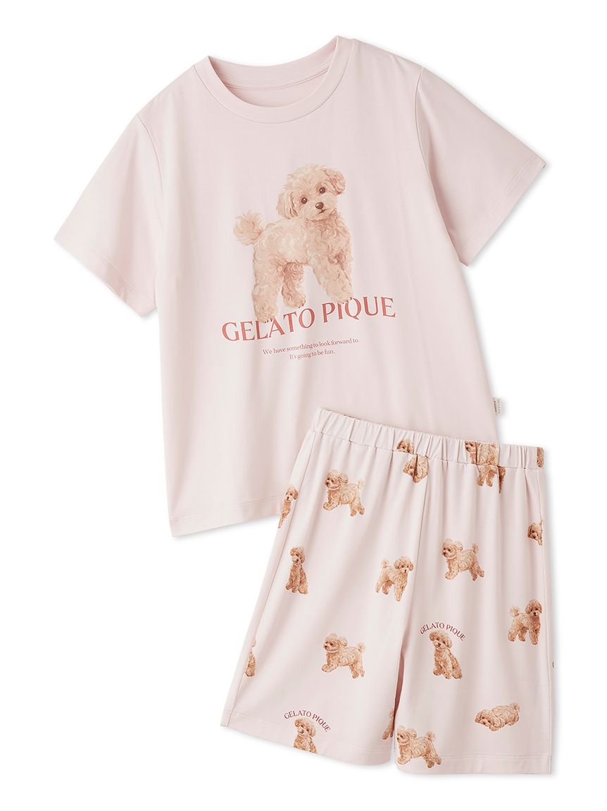 JUNIOR】【接触冷感】【UVカット】お散歩ドッグワンポイントTシャツ