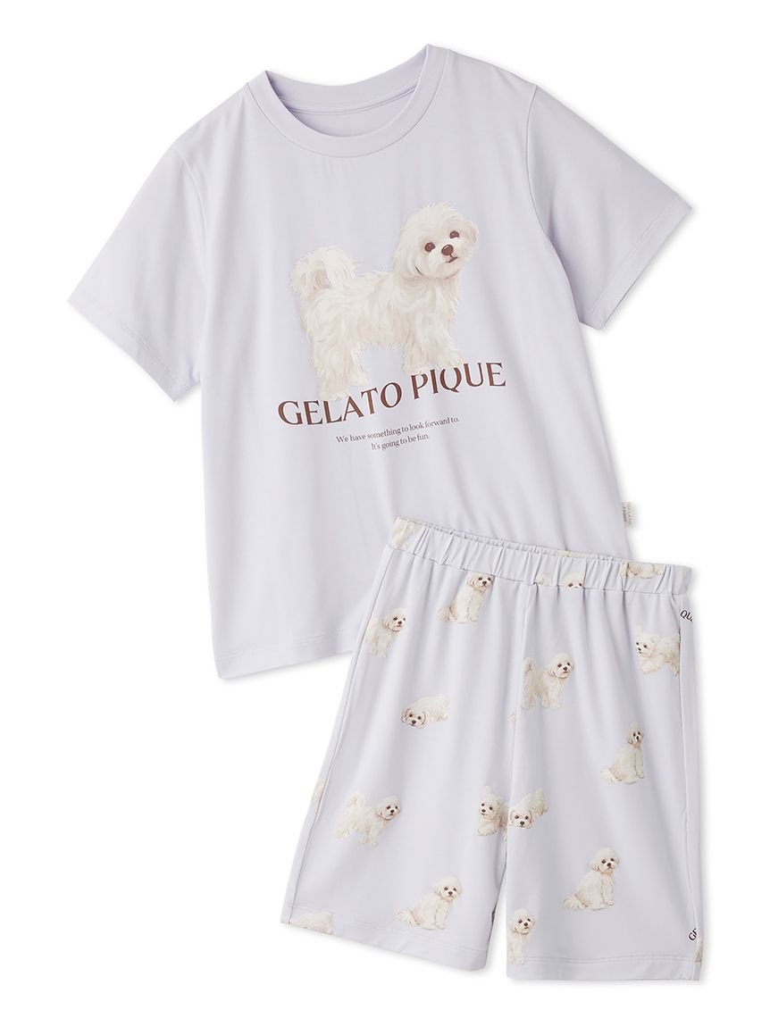 JUNIOR】【接触冷感】【UVカット】お散歩ドッグワンポイントTシャツ