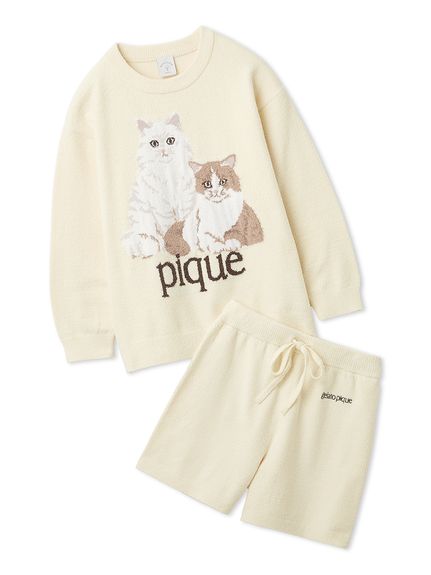 【即日発送可❣️】gelato pique 猫 ルームウェア セット gelato pique（ジェラートピケ） エアリーモコキャットジャガードプル