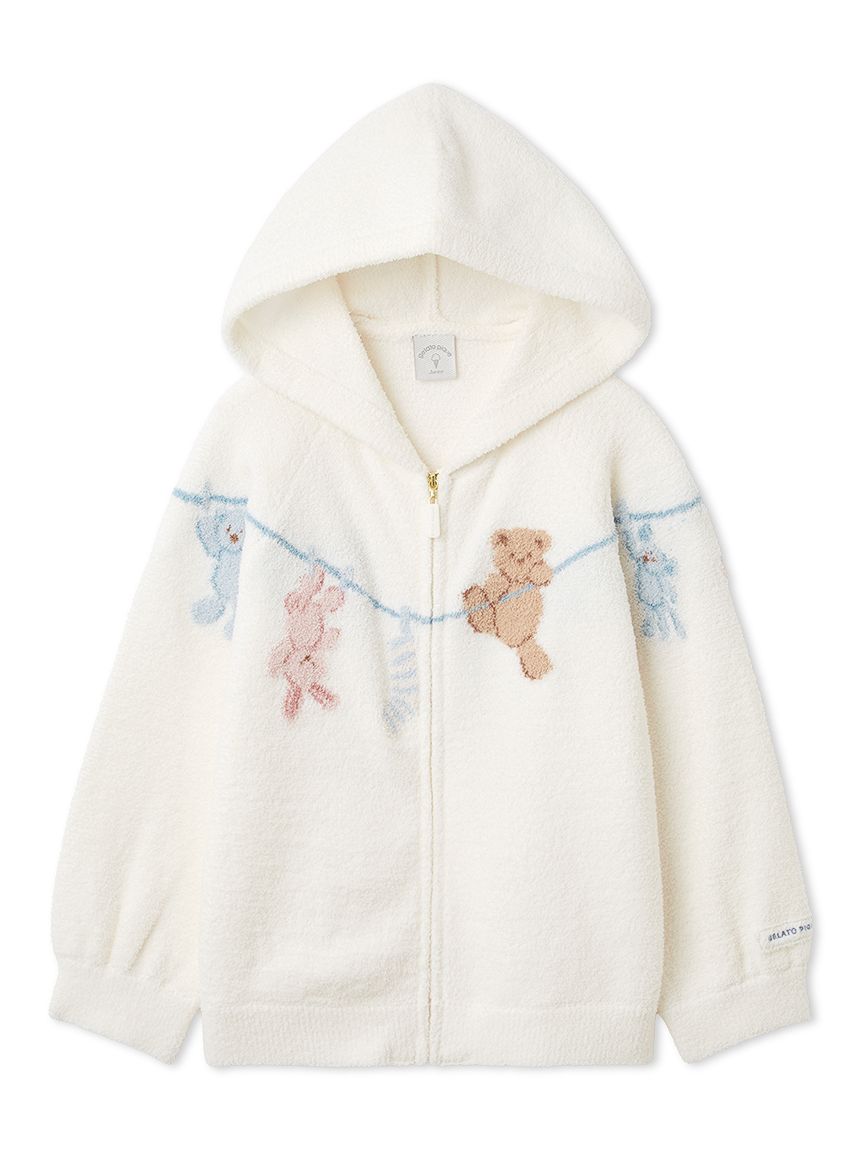 JUNIOR】エアリーモコウォッシングアニマルジャガードパーカ(トップス