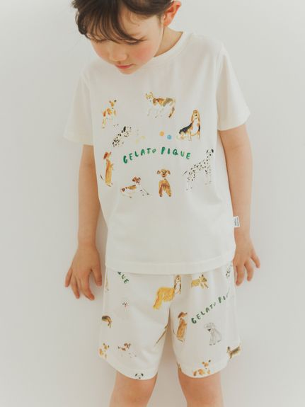 【接触冷感】【ヒラノトシユキ】【KIDS】DOG柄ショートパンツ(OWHT-XXS)