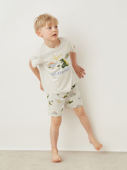 KIDS】【接触冷感】スリーピングダイナソー柄ショートパンツ(ショート