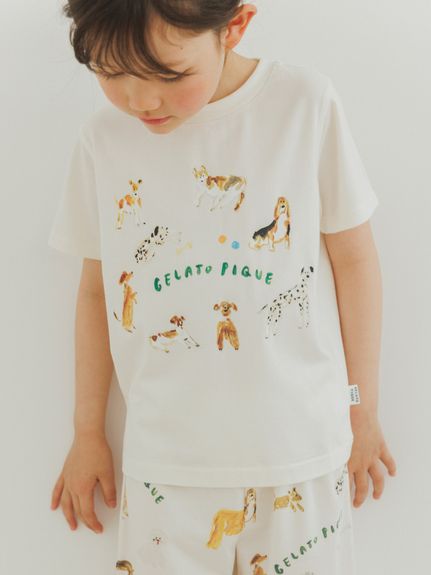 【接触冷感】【ヒラノトシユキ】【KIDS】DOGワンポイントTシャツ