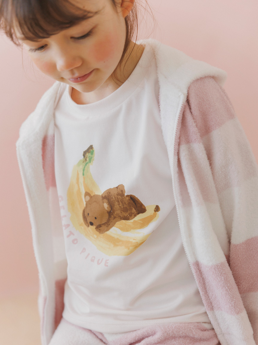【接触冷感】【KIDS】フルーツアニマルワンポイントTシャツ(PNK-XXS)