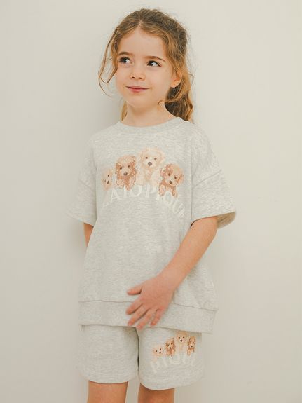 【限定カラーあり】【KIDS】トイプードル裏毛プルオーバー＆ショートパンツセット