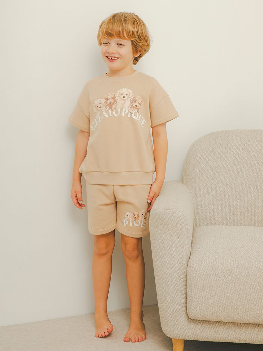【限定カラーあり】【KIDS】トイプードル裏毛プルオーバー＆ショートパンツセット(BEG【ONLINE限定カラー】-XXS)